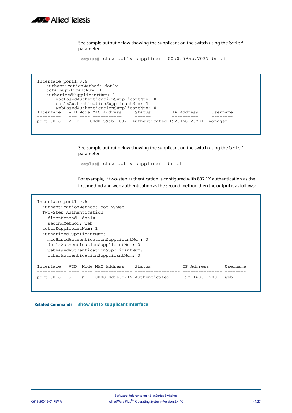 Allied Telesis AlliedWare Plus Operating System Version 5.4.4C (x310-26FT,x310-26FP,x310-50FT,x310-50FP) User Manual | Page 1093 / 2220