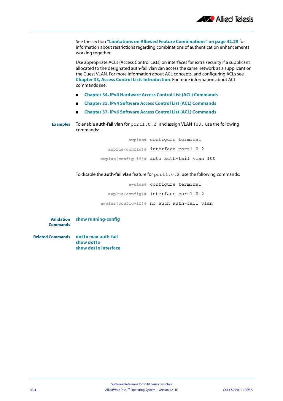 Allied Telesis AlliedWare Plus Operating System Version 5.4.4C (x310-26FT,x310-26FP,x310-50FT,x310-50FP) User Manual | Page 1130 / 2220