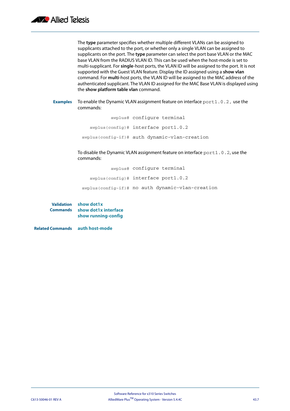 Allied Telesis AlliedWare Plus Operating System Version 5.4.4C (x310-26FT,x310-26FP,x310-50FT,x310-50FP) User Manual | Page 1133 / 2220