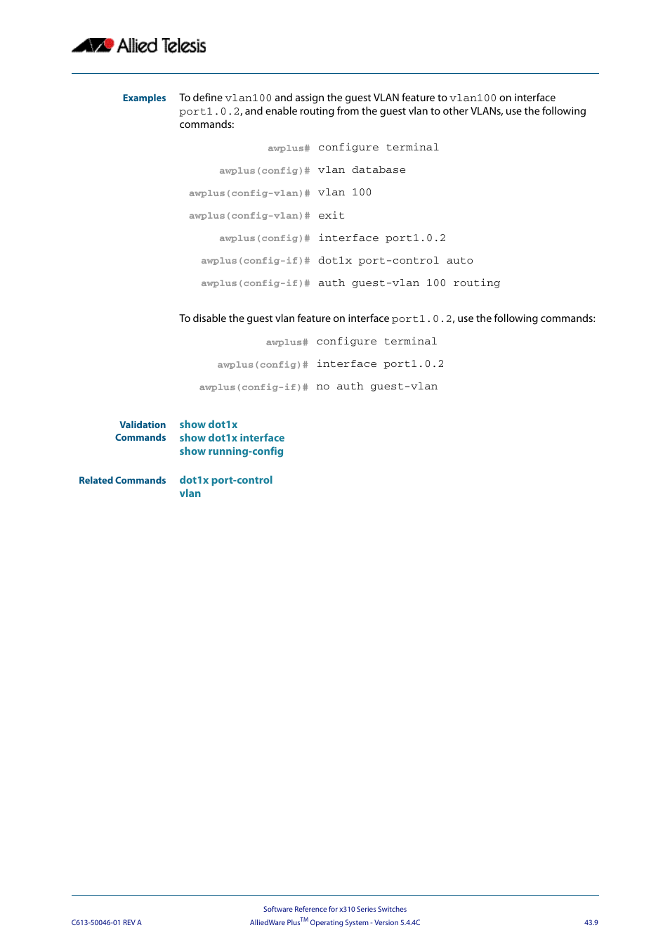 Allied Telesis AlliedWare Plus Operating System Version 5.4.4C (x310-26FT,x310-26FP,x310-50FT,x310-50FP) User Manual | Page 1135 / 2220