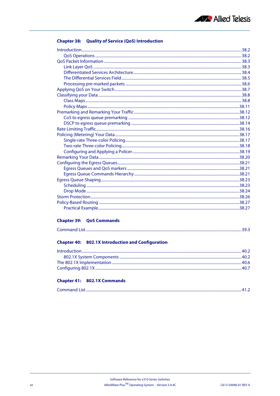 Allied Telesis AlliedWare Plus Operating System Version 5.4.4C (x310-26FT,x310-26FP,x310-50FT,x310-50FP) User Manual | Page 12 / 2220