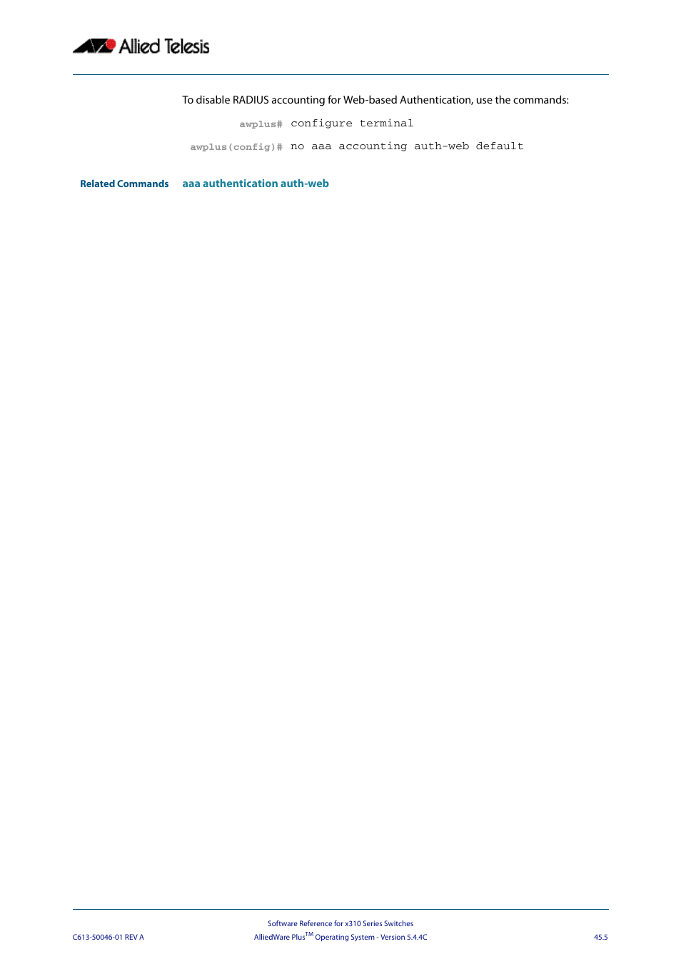 Allied Telesis AlliedWare Plus Operating System Version 5.4.4C (x310-26FT,x310-26FP,x310-50FT,x310-50FP) User Manual | Page 1227 / 2220