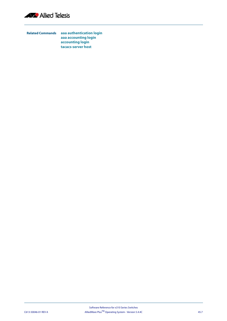 Allied Telesis AlliedWare Plus Operating System Version 5.4.4C (x310-26FT,x310-26FP,x310-50FT,x310-50FP) User Manual | Page 1229 / 2220