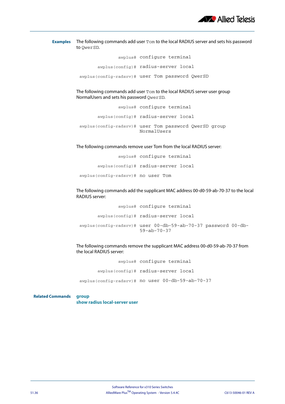 Allied Telesis AlliedWare Plus Operating System Version 5.4.4C (x310-26FT,x310-26FP,x310-50FT,x310-50FP) User Manual | Page 1364 / 2220