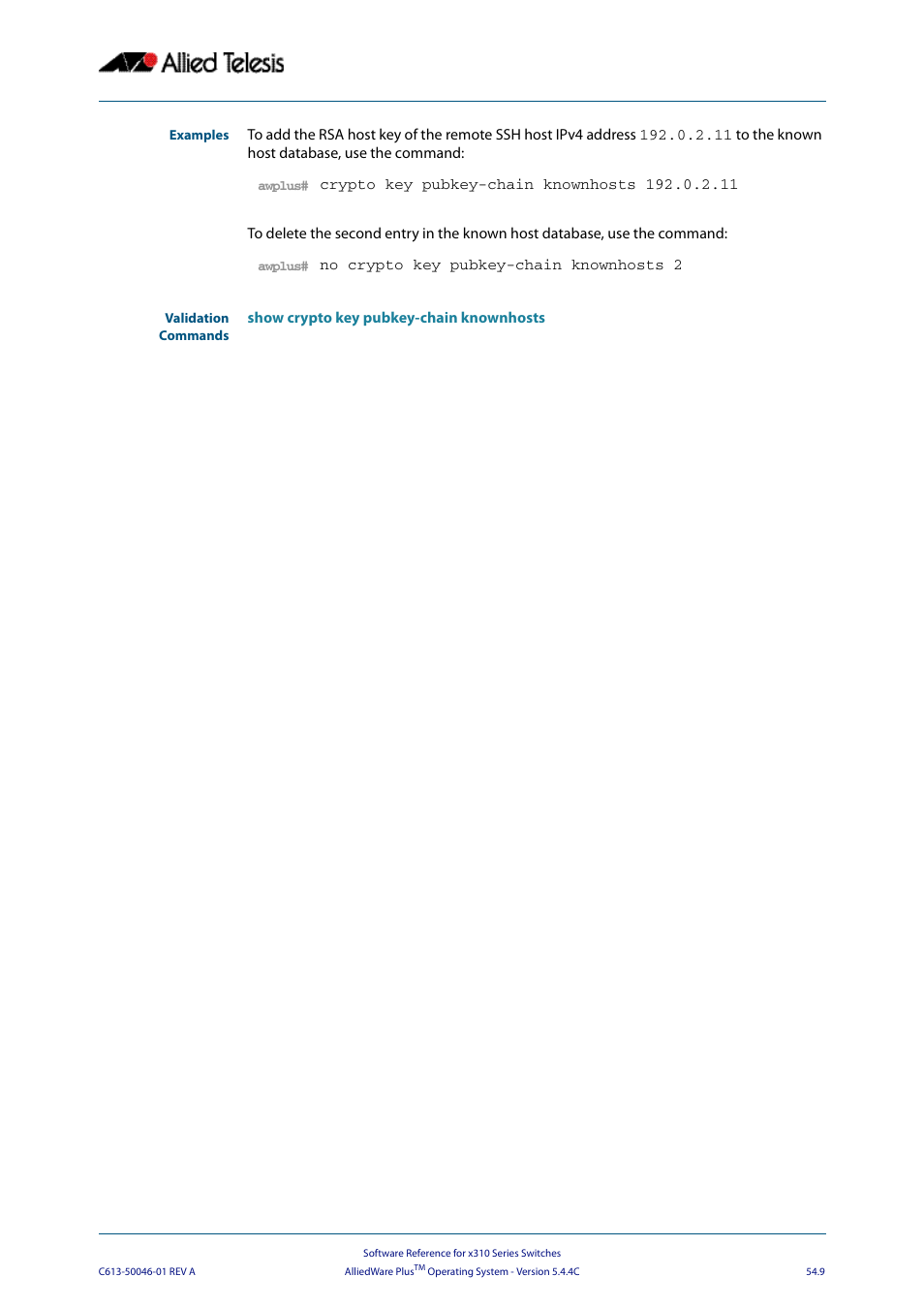 Allied Telesis AlliedWare Plus Operating System Version 5.4.4C (x310-26FT,x310-26FP,x310-50FT,x310-50FP) User Manual | Page 1391 / 2220