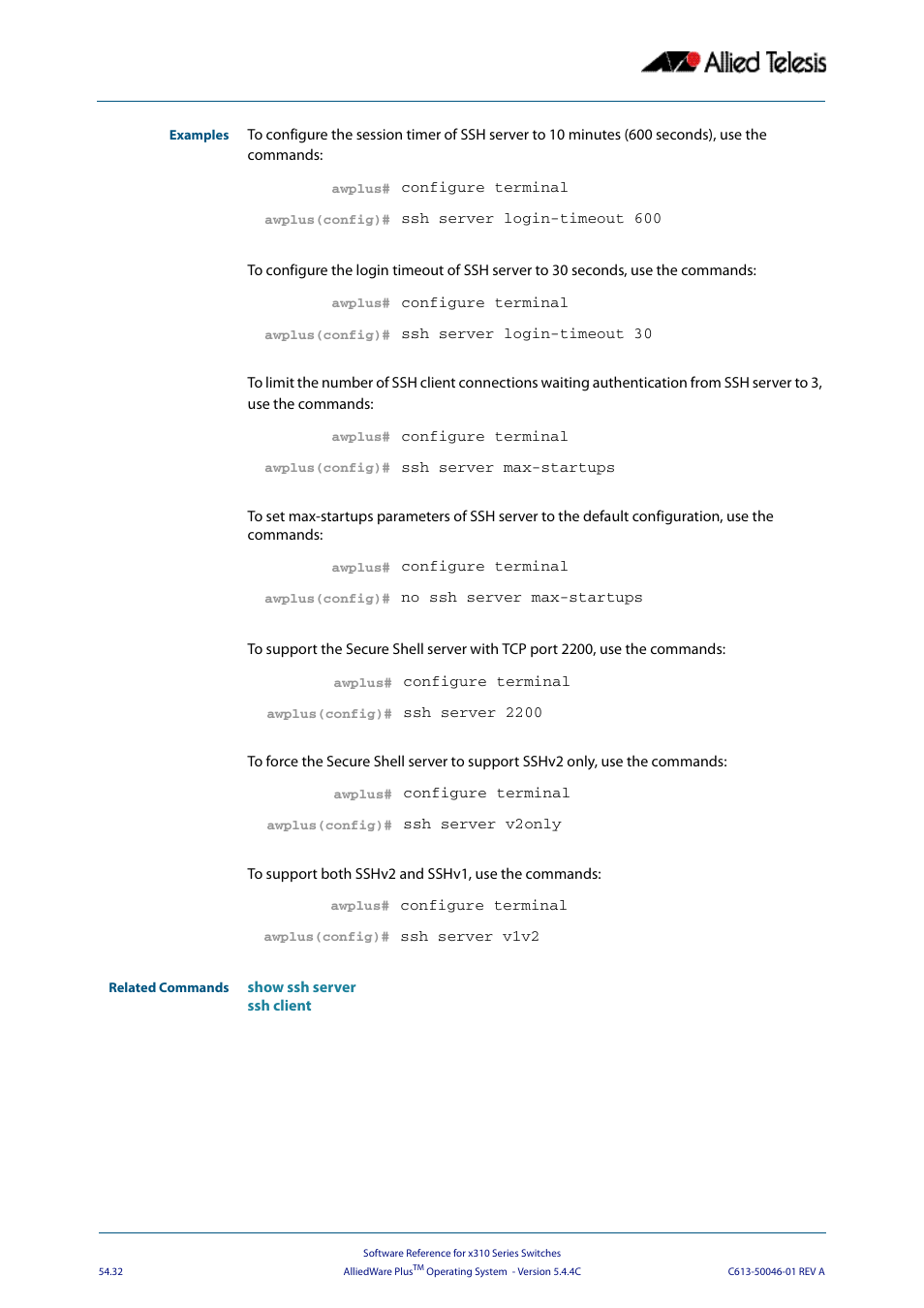 Allied Telesis AlliedWare Plus Operating System Version 5.4.4C (x310-26FT,x310-26FP,x310-50FT,x310-50FP) User Manual | Page 1414 / 2220