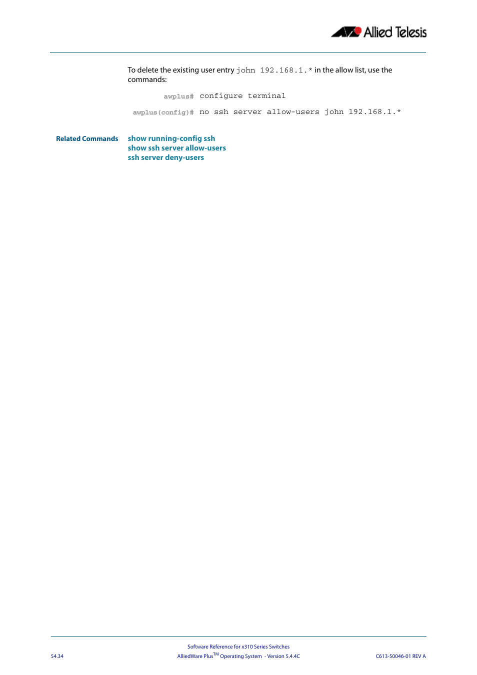 Allied Telesis AlliedWare Plus Operating System Version 5.4.4C (x310-26FT,x310-26FP,x310-50FT,x310-50FP) User Manual | Page 1416 / 2220