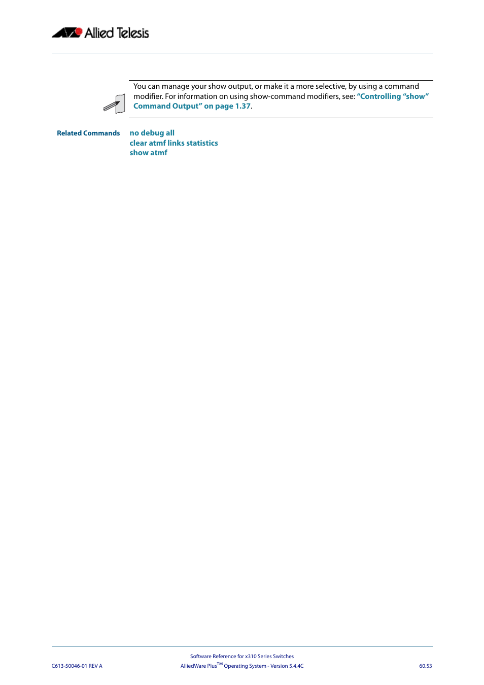 Allied Telesis AlliedWare Plus Operating System Version 5.4.4C (x310-26FT,x310-26FP,x310-50FT,x310-50FP) User Manual | Page 1641 / 2220