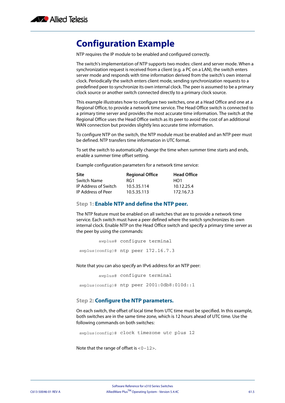 Configuration example | Allied Telesis AlliedWare Plus Operating System Version 5.4.4C (x310-26FT,x310-26FP,x310-50FT,x310-50FP) User Manual | Page 1669 / 2220