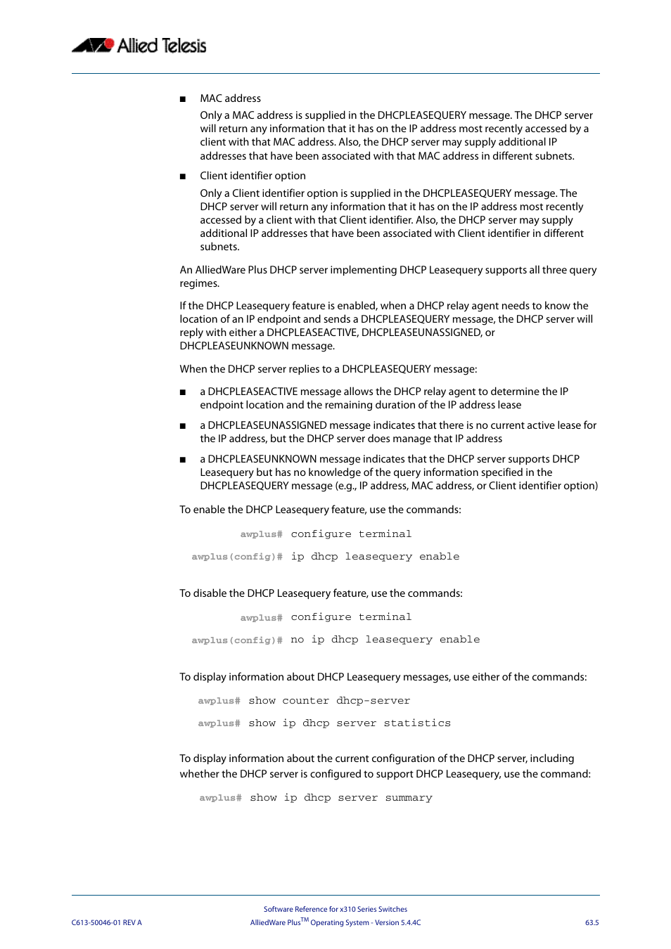 Allied Telesis AlliedWare Plus Operating System Version 5.4.4C (x310-26FT,x310-26FP,x310-50FT,x310-50FP) User Manual | Page 1691 / 2220