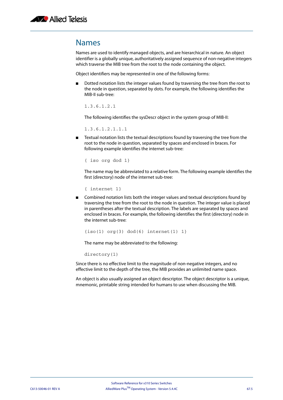 Names | Allied Telesis AlliedWare Plus Operating System Version 5.4.4C (x310-26FT,x310-26FP,x310-50FT,x310-50FP) User Manual | Page 1763 / 2220