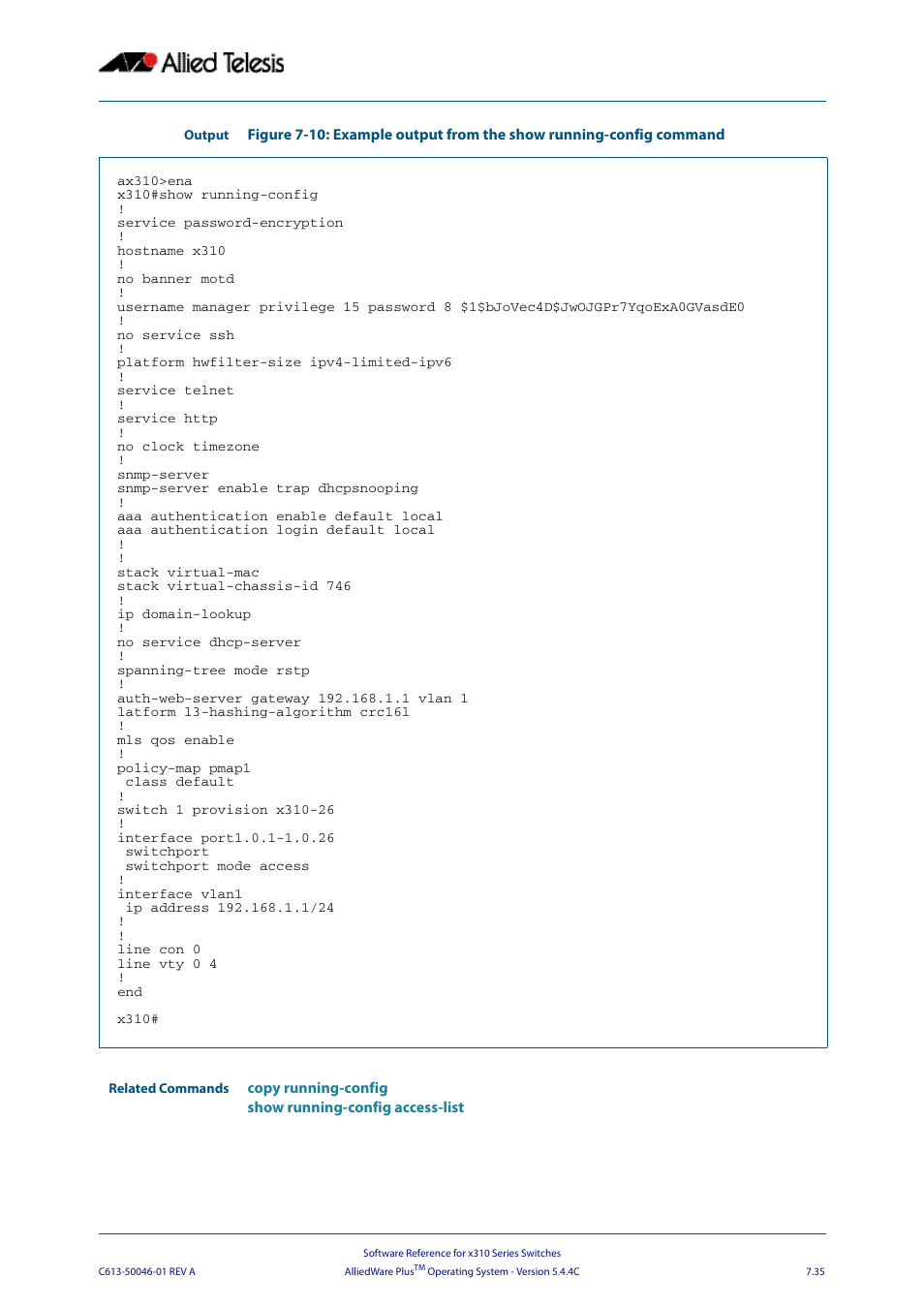Allied Telesis AlliedWare Plus Operating System Version 5.4.4C (x310-26FT,x310-26FP,x310-50FT,x310-50FP) User Manual | Page 181 / 2220