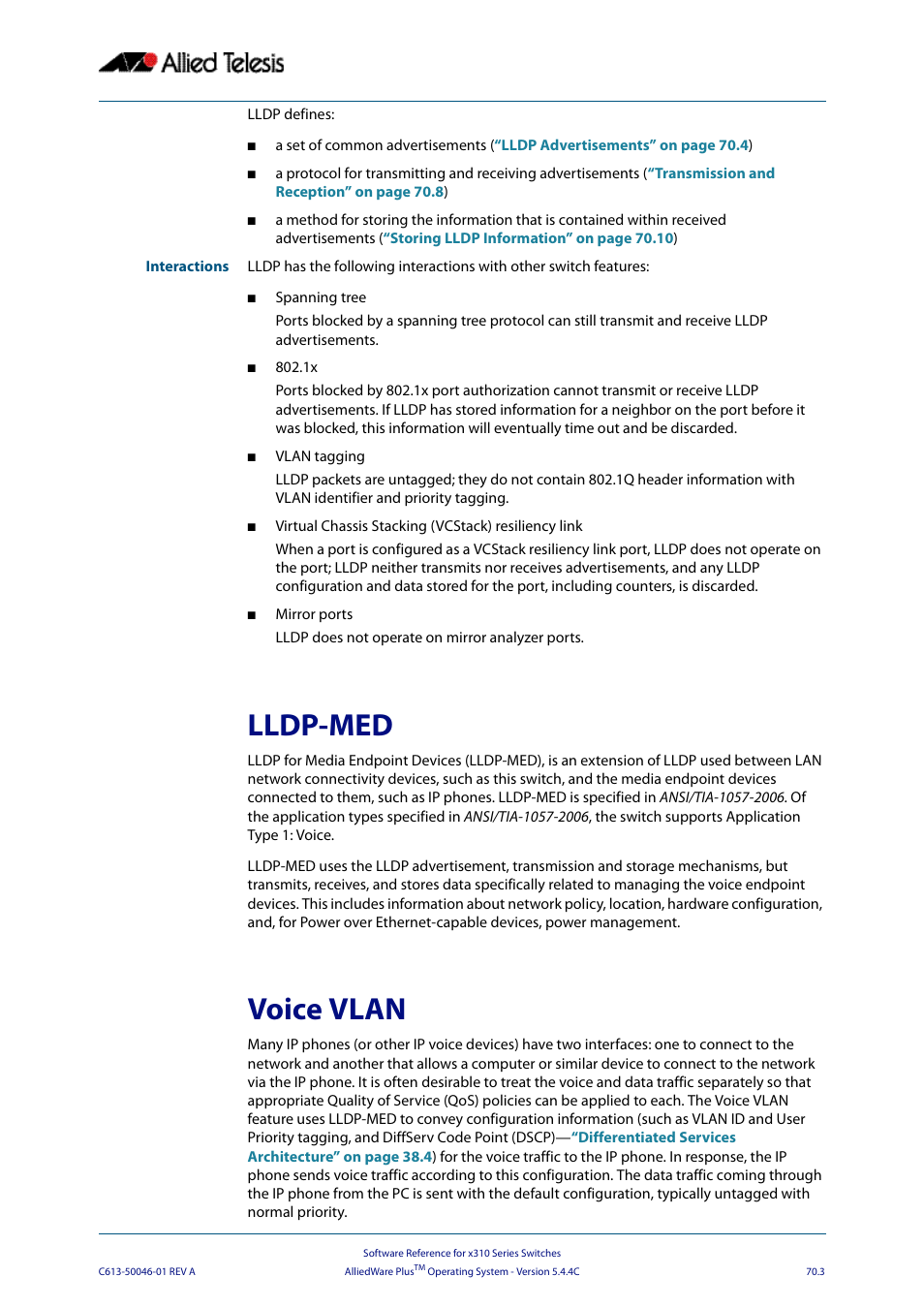 Lldp-med, Voice vlan, Lldp-med voice vlan | Allied Telesis AlliedWare Plus Operating System Version 5.4.4C (x310-26FT,x310-26FP,x310-50FT,x310-50FP) User Manual | Page 1907 / 2220