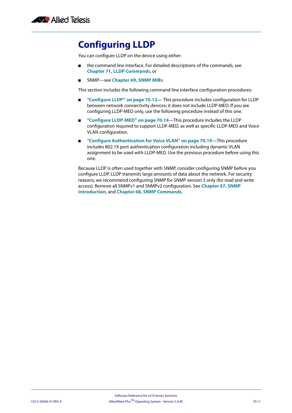 Configuring lldp, Configuring | Allied Telesis AlliedWare Plus Operating System Version 5.4.4C (x310-26FT,x310-26FP,x310-50FT,x310-50FP) User Manual | Page 1915 / 2220