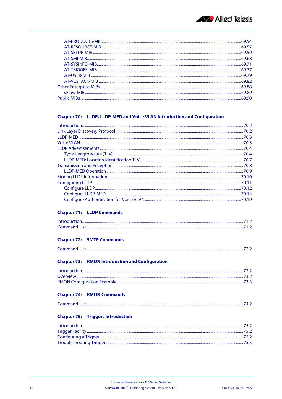 Allied Telesis AlliedWare Plus Operating System Version 5.4.4C (x310-26FT,x310-26FP,x310-50FT,x310-50FP) User Manual | Page 20 / 2220