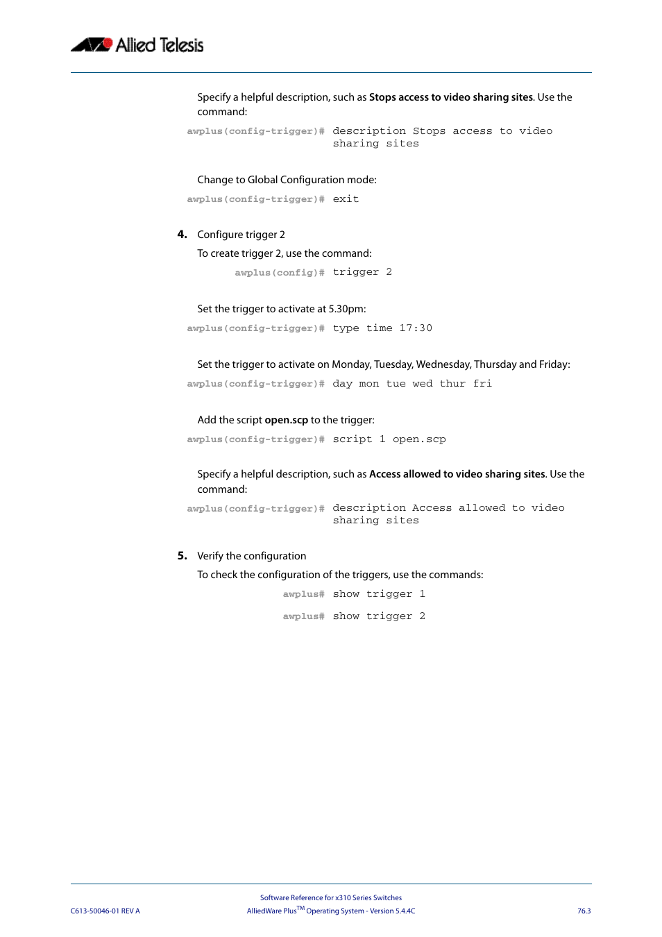 Allied Telesis AlliedWare Plus Operating System Version 5.4.4C (x310-26FT,x310-26FP,x310-50FT,x310-50FP) User Manual | Page 2009 / 2220