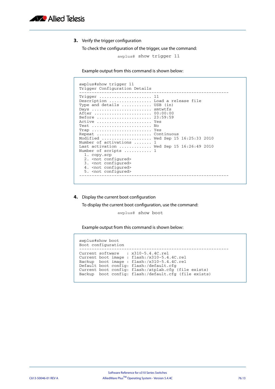 Allied Telesis AlliedWare Plus Operating System Version 5.4.4C (x310-26FT,x310-26FP,x310-50FT,x310-50FP) User Manual | Page 2019 / 2220