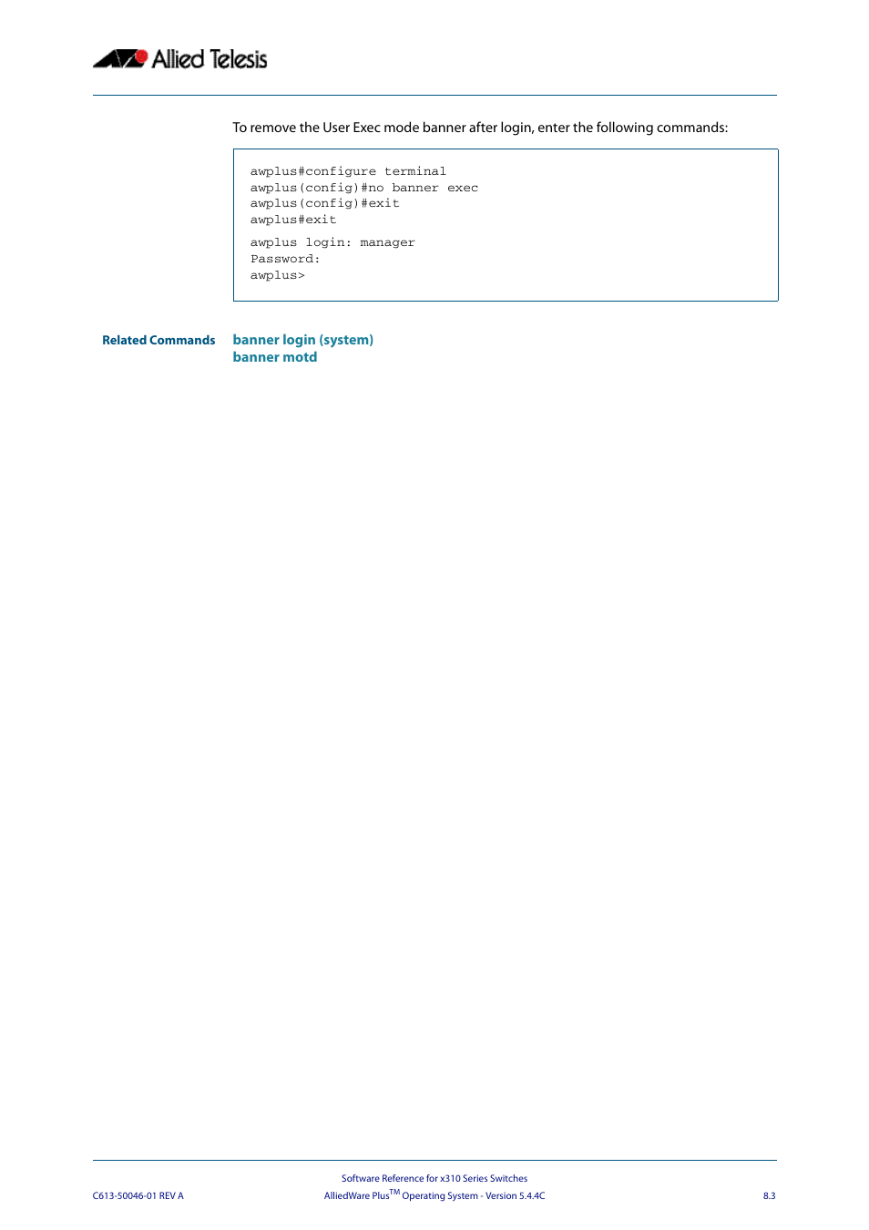 Allied Telesis AlliedWare Plus Operating System Version 5.4.4C (x310-26FT,x310-26FP,x310-50FT,x310-50FP) User Manual | Page 203 / 2220