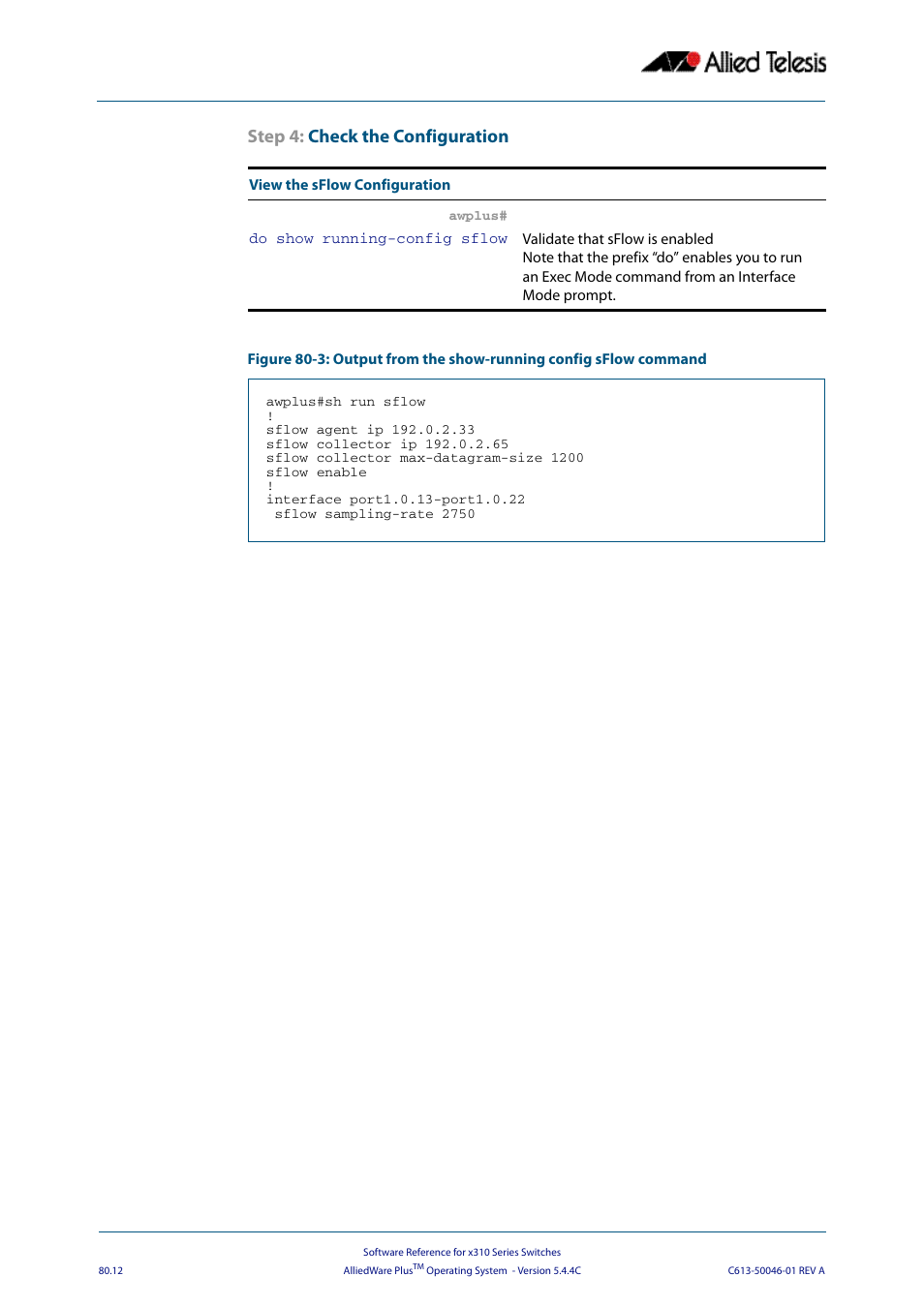 Step 4: check the configuration | Allied Telesis AlliedWare Plus Operating System Version 5.4.4C (x310-26FT,x310-26FP,x310-50FT,x310-50FP) User Manual | Page 2092 / 2220