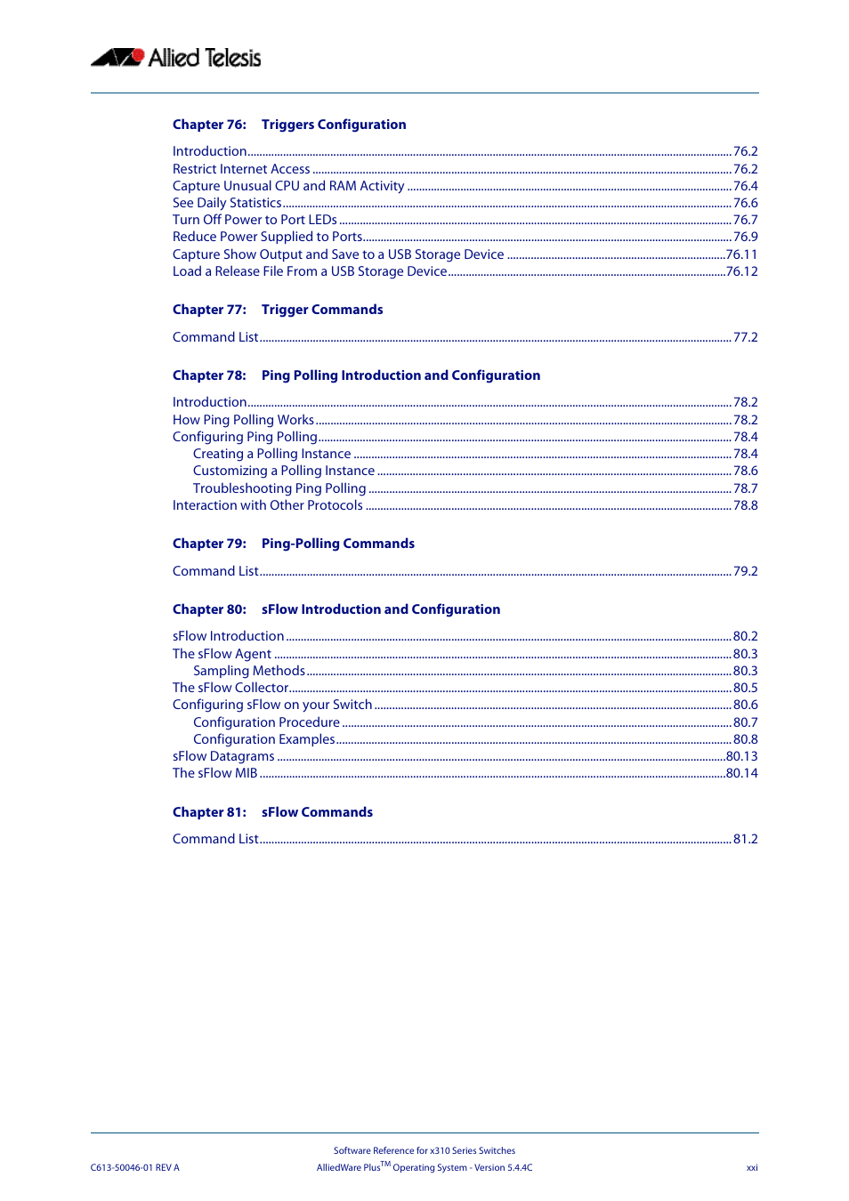 Allied Telesis AlliedWare Plus Operating System Version 5.4.4C (x310-26FT,x310-26FP,x310-50FT,x310-50FP) User Manual | Page 21 / 2220