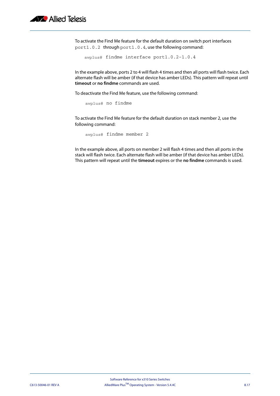 Allied Telesis AlliedWare Plus Operating System Version 5.4.4C (x310-26FT,x310-26FP,x310-50FT,x310-50FP) User Manual | Page 217 / 2220