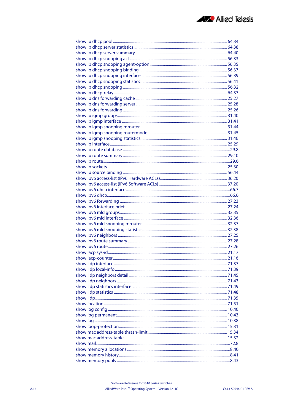 Allied Telesis AlliedWare Plus Operating System Version 5.4.4C (x310-26FT,x310-26FP,x310-50FT,x310-50FP) User Manual | Page 2184 / 2220