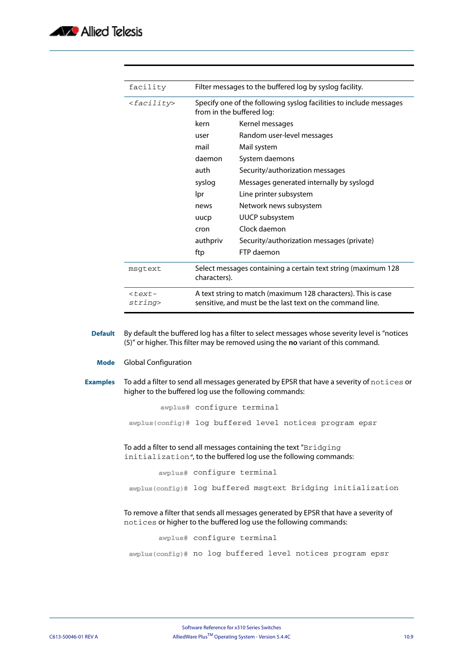 Allied Telesis AlliedWare Plus Operating System Version 5.4.4C (x310-26FT,x310-26FP,x310-50FT,x310-50FP) User Manual | Page 281 / 2220