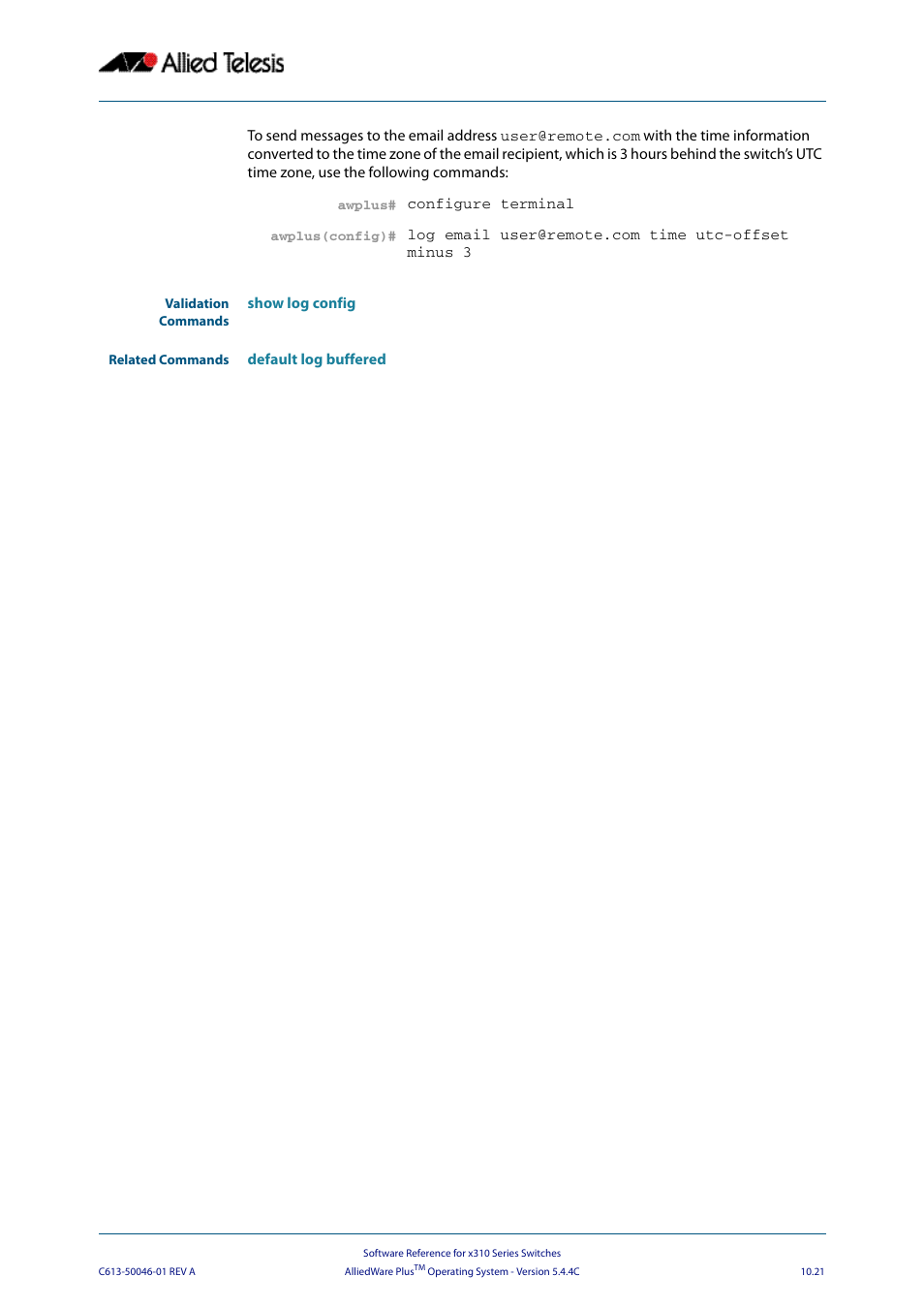 Allied Telesis AlliedWare Plus Operating System Version 5.4.4C (x310-26FT,x310-26FP,x310-50FT,x310-50FP) User Manual | Page 293 / 2220