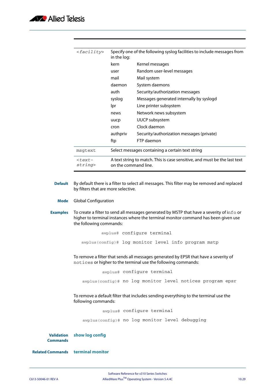 Allied Telesis AlliedWare Plus Operating System Version 5.4.4C (x310-26FT,x310-26FP,x310-50FT,x310-50FP) User Manual | Page 301 / 2220