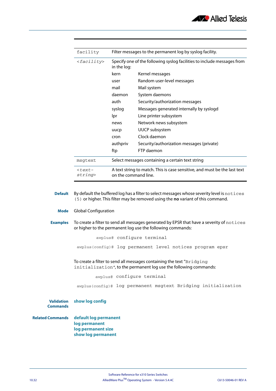 Allied Telesis AlliedWare Plus Operating System Version 5.4.4C (x310-26FT,x310-26FP,x310-50FT,x310-50FP) User Manual | Page 304 / 2220