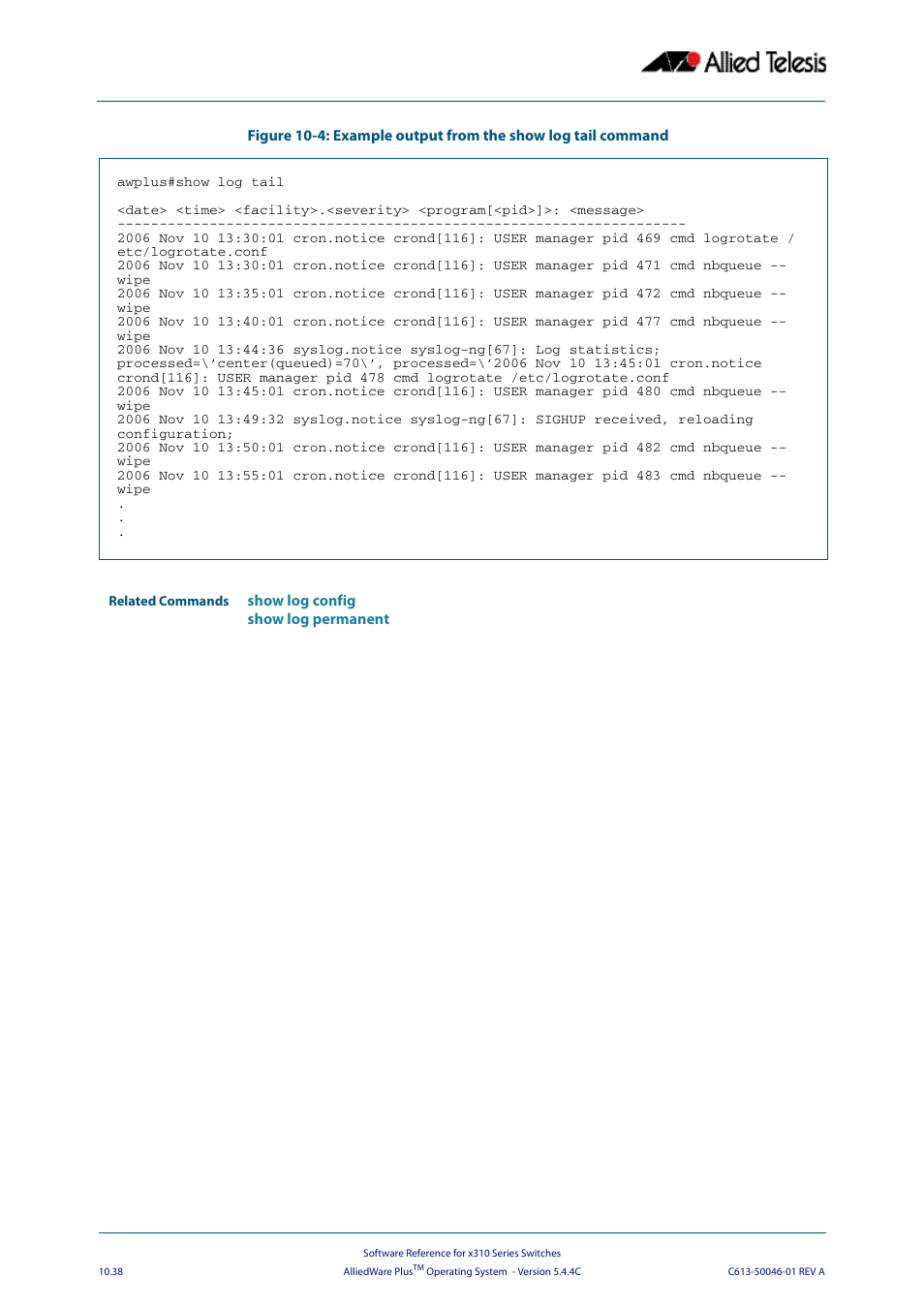 Allied Telesis AlliedWare Plus Operating System Version 5.4.4C (x310-26FT,x310-26FP,x310-50FT,x310-50FP) User Manual | Page 310 / 2220