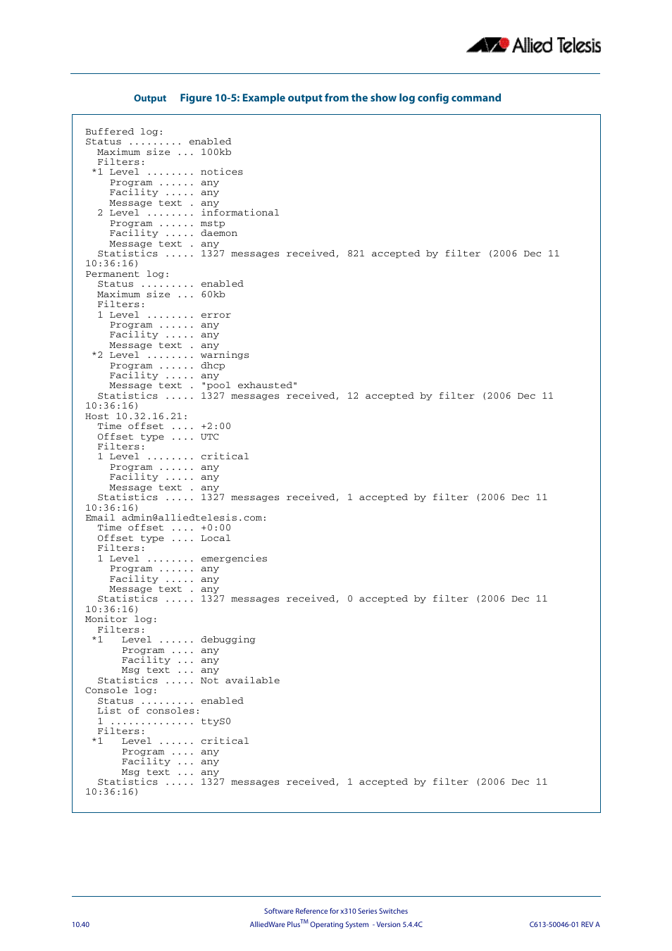 Allied Telesis AlliedWare Plus Operating System Version 5.4.4C (x310-26FT,x310-26FP,x310-50FT,x310-50FP) User Manual | Page 312 / 2220