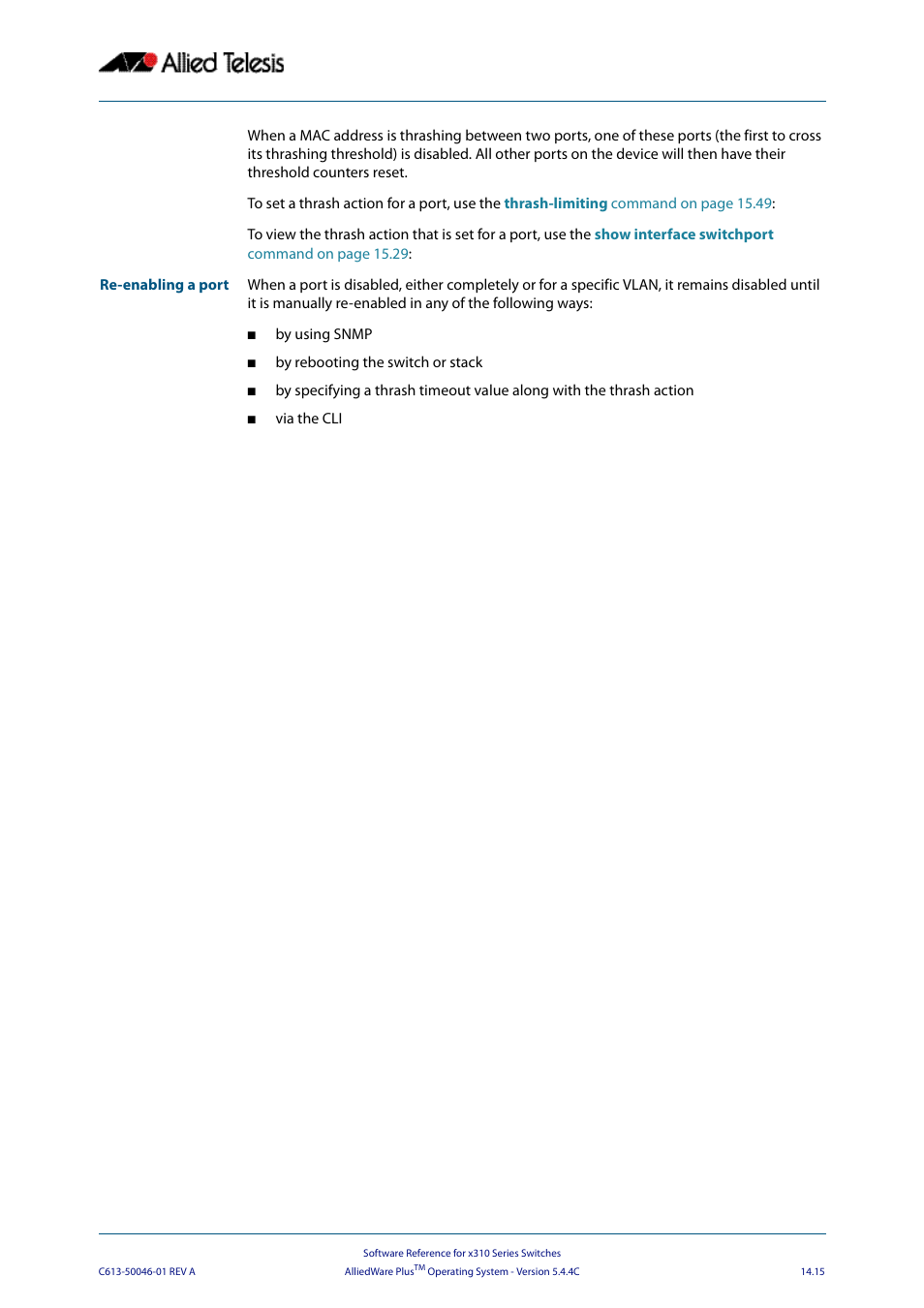 Allied Telesis AlliedWare Plus Operating System Version 5.4.4C (x310-26FT,x310-26FP,x310-50FT,x310-50FP) User Manual | Page 357 / 2220