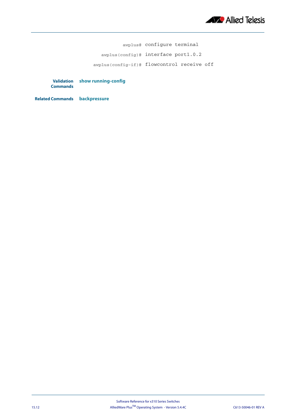 Allied Telesis AlliedWare Plus Operating System Version 5.4.4C (x310-26FT,x310-26FP,x310-50FT,x310-50FP) User Manual | Page 374 / 2220