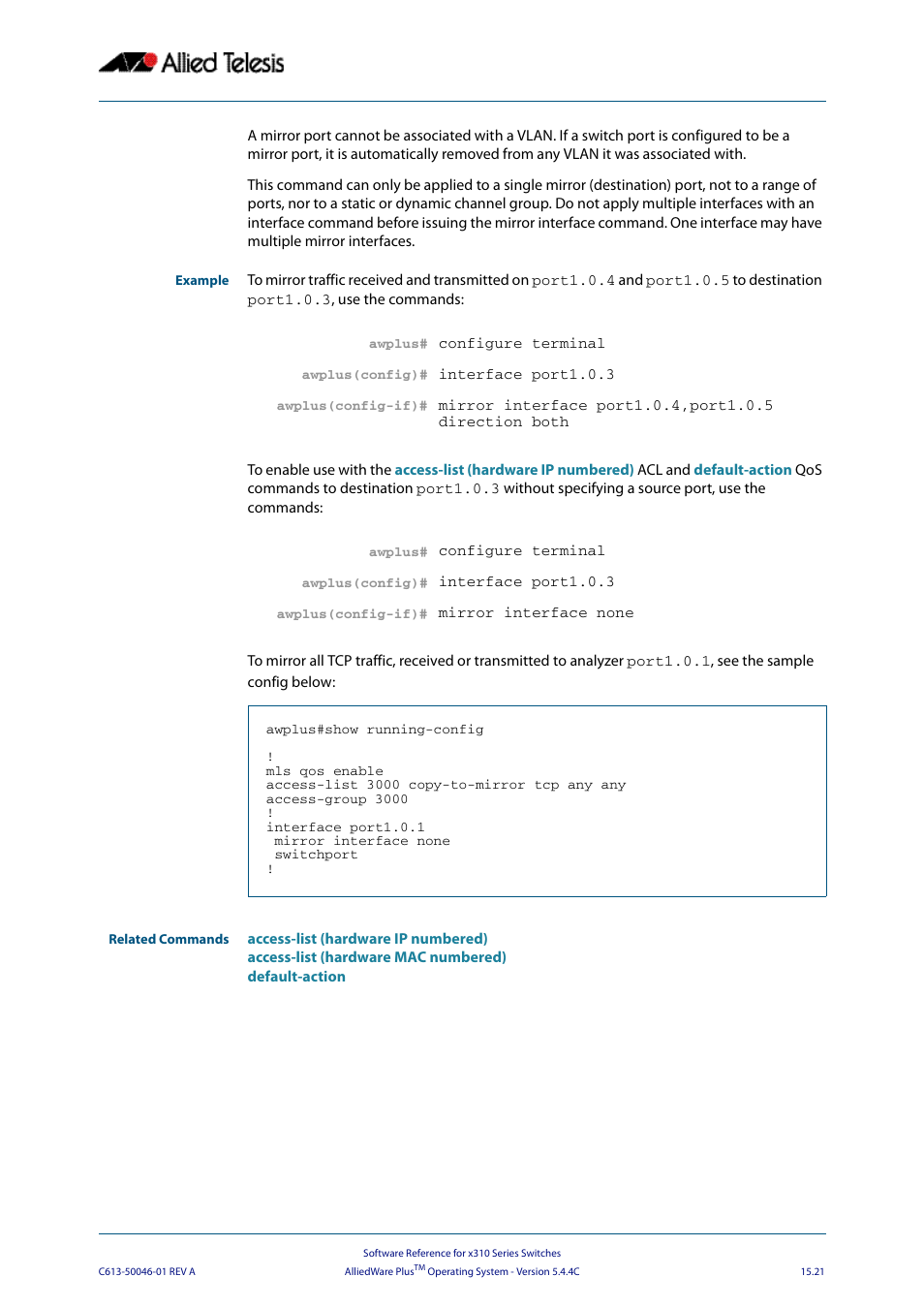 Allied Telesis AlliedWare Plus Operating System Version 5.4.4C (x310-26FT,x310-26FP,x310-50FT,x310-50FP) User Manual | Page 383 / 2220