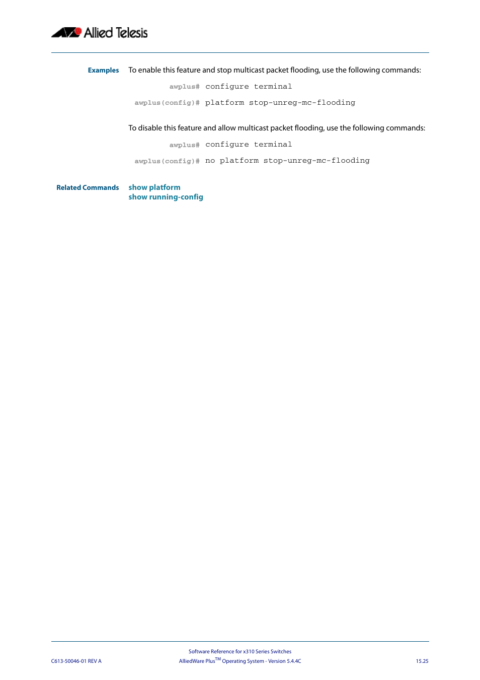 Allied Telesis AlliedWare Plus Operating System Version 5.4.4C (x310-26FT,x310-26FP,x310-50FT,x310-50FP) User Manual | Page 387 / 2220