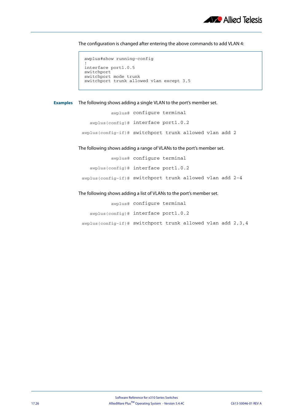 Allied Telesis AlliedWare Plus Operating System Version 5.4.4C (x310-26FT,x310-26FP,x310-50FT,x310-50FP) User Manual | Page 454 / 2220