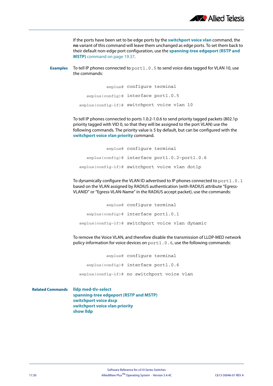 Allied Telesis AlliedWare Plus Operating System Version 5.4.4C (x310-26FT,x310-26FP,x310-50FT,x310-50FP) User Manual | Page 458 / 2220