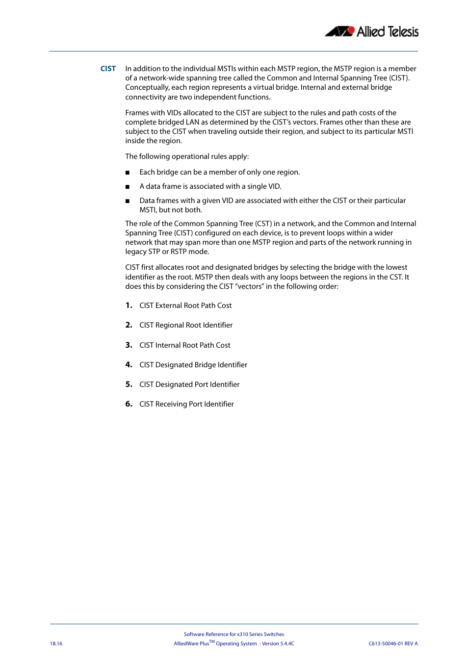 Allied Telesis AlliedWare Plus Operating System Version 5.4.4C (x310-26FT,x310-26FP,x310-50FT,x310-50FP) User Manual | Page 484 / 2220
