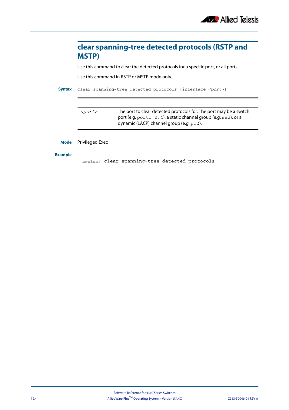 Allied Telesis AlliedWare Plus Operating System Version 5.4.4C (x310-26FT,x310-26FP,x310-50FT,x310-50FP) User Manual | Page 494 / 2220