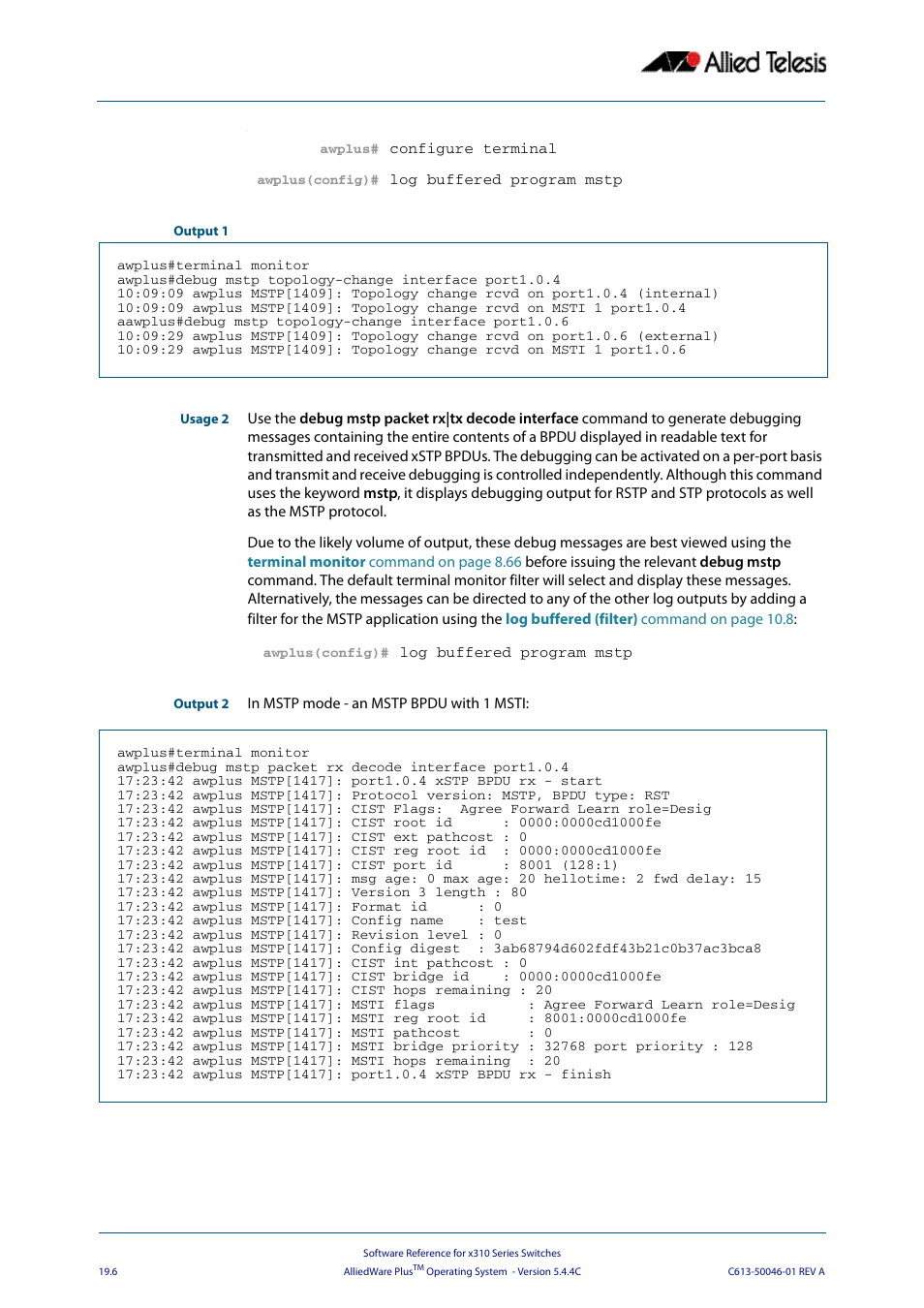 Allied Telesis AlliedWare Plus Operating System Version 5.4.4C (x310-26FT,x310-26FP,x310-50FT,x310-50FP) User Manual | Page 496 / 2220