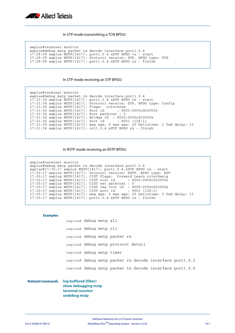 Allied Telesis AlliedWare Plus Operating System Version 5.4.4C (x310-26FT,x310-26FP,x310-50FT,x310-50FP) User Manual | Page 497 / 2220