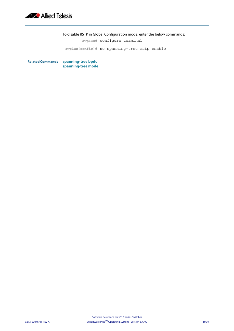 Allied Telesis AlliedWare Plus Operating System Version 5.4.4C (x310-26FT,x310-26FP,x310-50FT,x310-50FP) User Manual | Page 529 / 2220