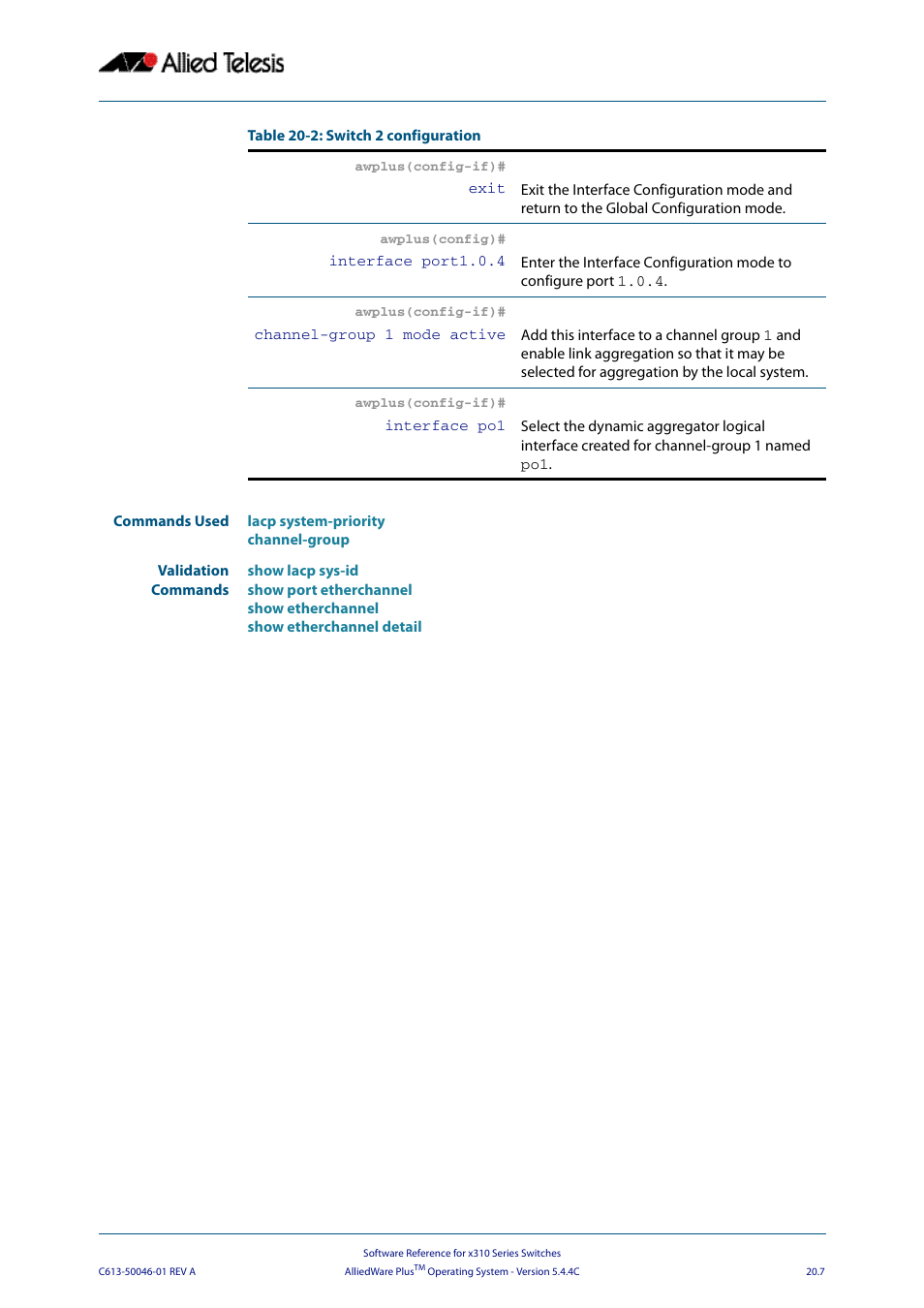 Allied Telesis AlliedWare Plus Operating System Version 5.4.4C (x310-26FT,x310-26FP,x310-50FT,x310-50FP) User Manual | Page 563 / 2220