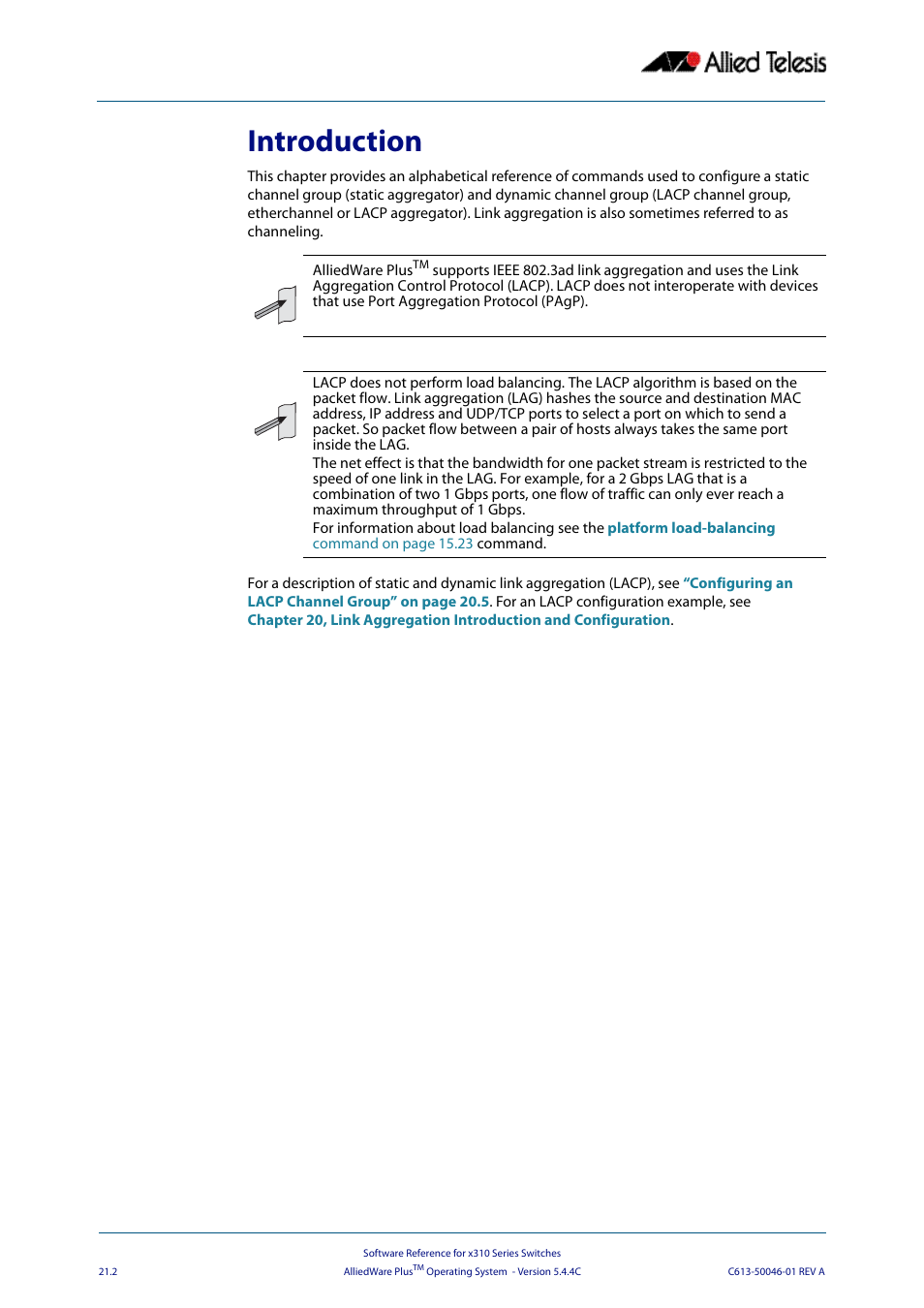 Introduction | Allied Telesis AlliedWare Plus Operating System Version 5.4.4C (x310-26FT,x310-26FP,x310-50FT,x310-50FP) User Manual | Page 568 / 2220