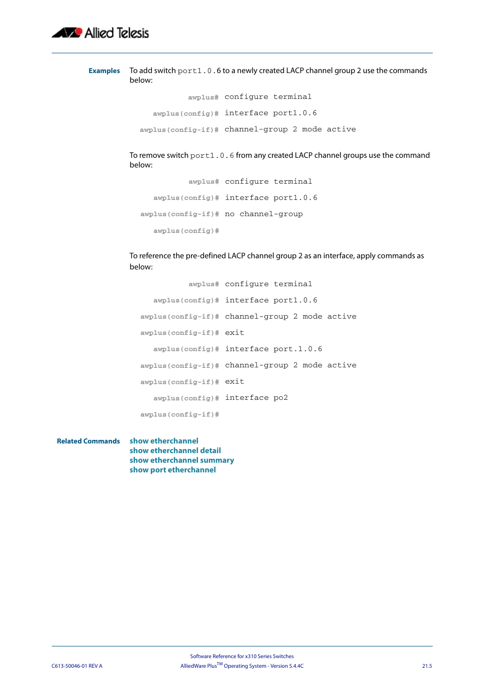 Allied Telesis AlliedWare Plus Operating System Version 5.4.4C (x310-26FT,x310-26FP,x310-50FT,x310-50FP) User Manual | Page 571 / 2220