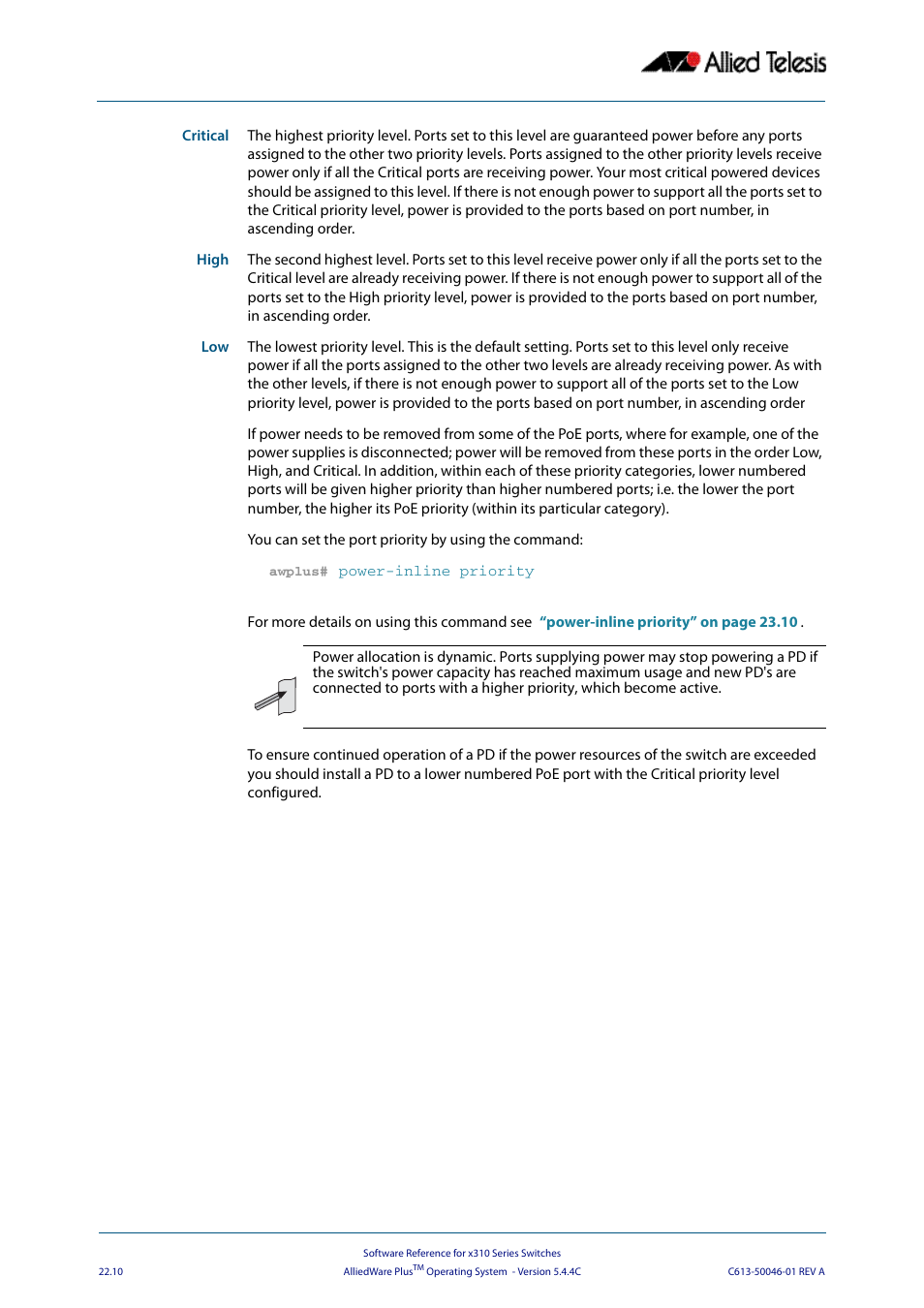 Allied Telesis AlliedWare Plus Operating System Version 5.4.4C (x310-26FT,x310-26FP,x310-50FT,x310-50FP) User Manual | Page 594 / 2220