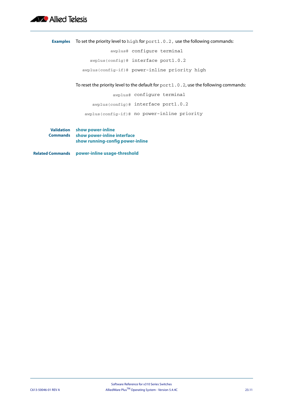 Allied Telesis AlliedWare Plus Operating System Version 5.4.4C (x310-26FT,x310-26FP,x310-50FT,x310-50FP) User Manual | Page 609 / 2220