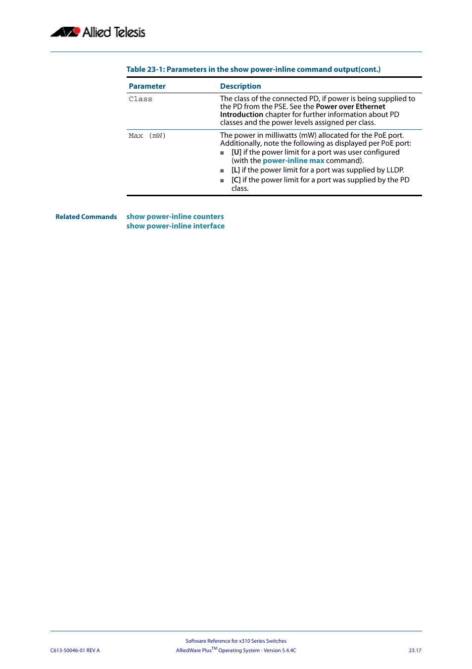 Allied Telesis AlliedWare Plus Operating System Version 5.4.4C (x310-26FT,x310-26FP,x310-50FT,x310-50FP) User Manual | Page 615 / 2220