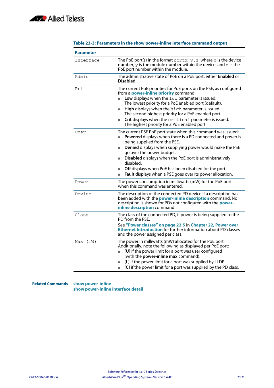 Allied Telesis AlliedWare Plus Operating System Version 5.4.4C (x310-26FT,x310-26FP,x310-50FT,x310-50FP) User Manual | Page 619 / 2220